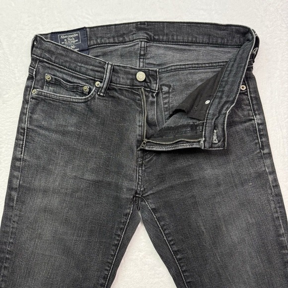 Abercrombie & Fitch Jeans Men 31x30 Black Langdon Skinny Jeans Used With Spots - Picture 4 of 16
